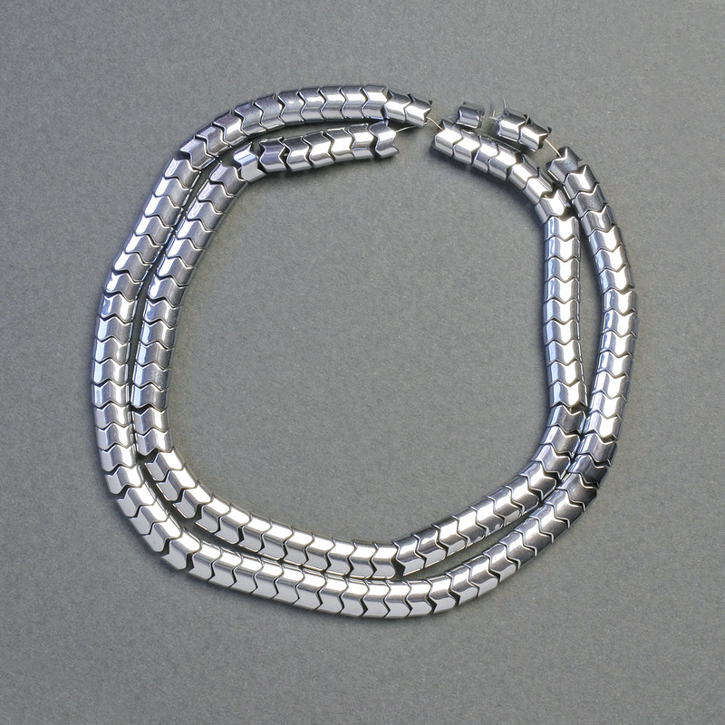 Hematite Beads Snake Zigzag Wave Silver Colour, Diameter 5x4x3mm+-, Length 41cm+- Strand