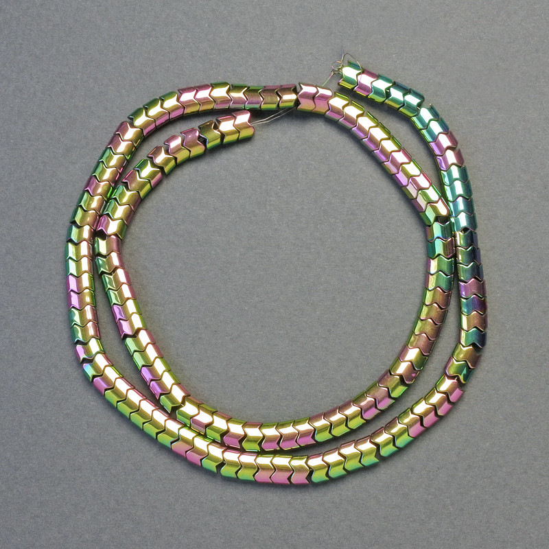 Hematite Snake Zigzag Wave Beads, Rainbow Colour, Diameter 5x4x3mm+/-, Length 41cm+/- Strand