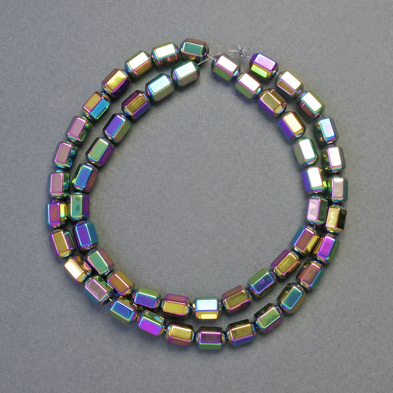 Hematite Hexagon Beads Multicolour, Diameter 5x8mm+/-, Length 42cm+/- Strand