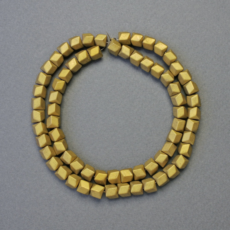 Hematite Hexagon Zigzag Beads, Matte Gold Colour, Diameter 6x6mm+/-, Length 42cm+/- Strand