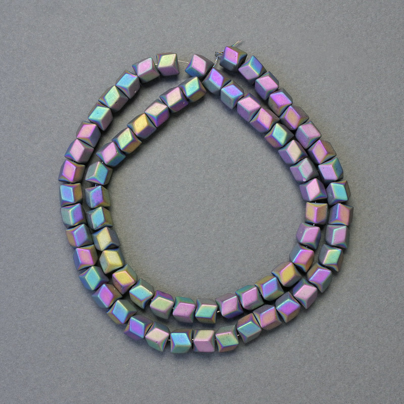 Hematite Hexagon Zigzag Beads, Matte Rainbow Colour, Diameter 6x6mm+/-, Length 42cm+/- Strand