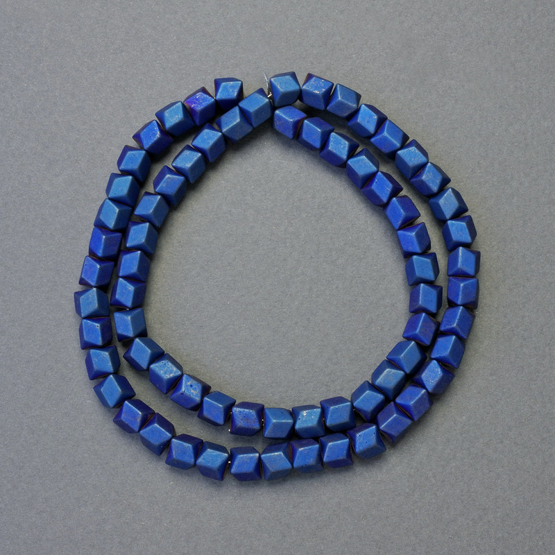 Hematite Hexagon Zigzag Beads, Matte Blue Colour, Diameter 6x6mm+/-, Length 42cm+/- Strand