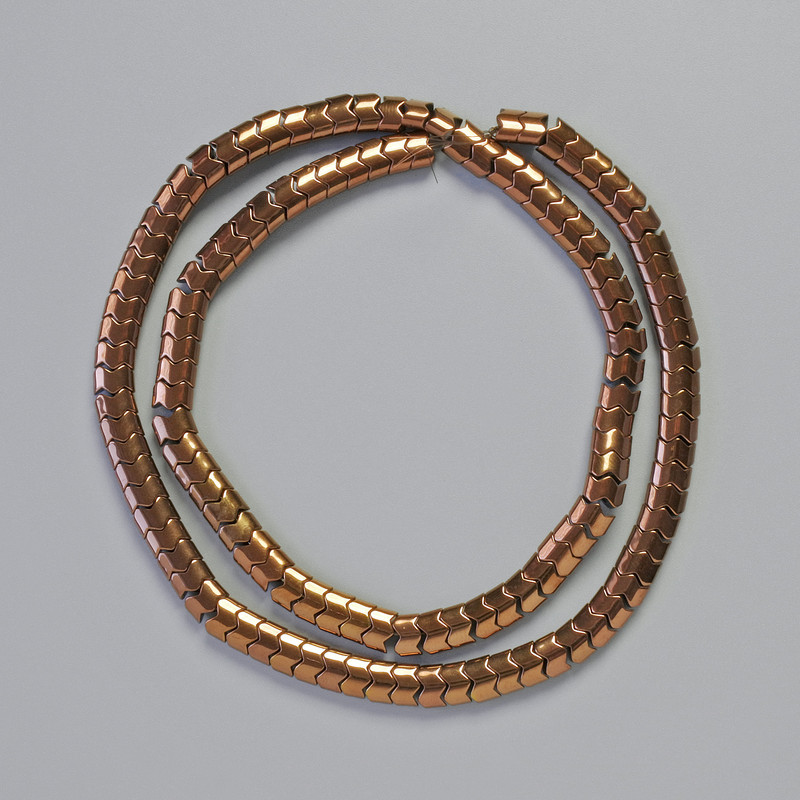 Hematite Beads Snake Zigzag Wave, Copper Colour, 5x4x3mm+- Diameter, 40cm+- Strand