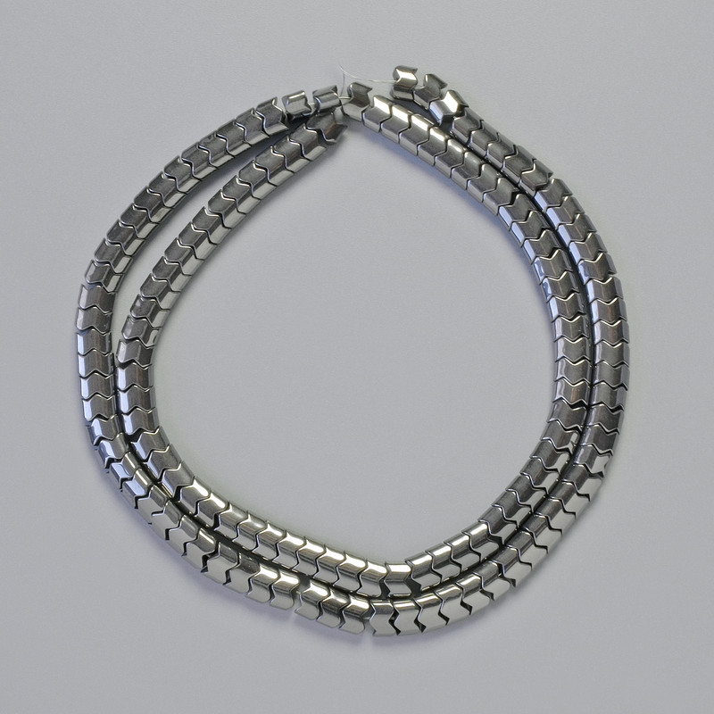Hematite Beads Snake Zigzag Wave, Black Colour, 5x4x3mm+- Diameter, 40cm+- Strand