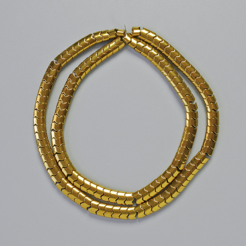 Hematite Beads Snake Zigzag Wave, Gold Colour, 5x4x3mm+- Diameter, 40cm+- Strand