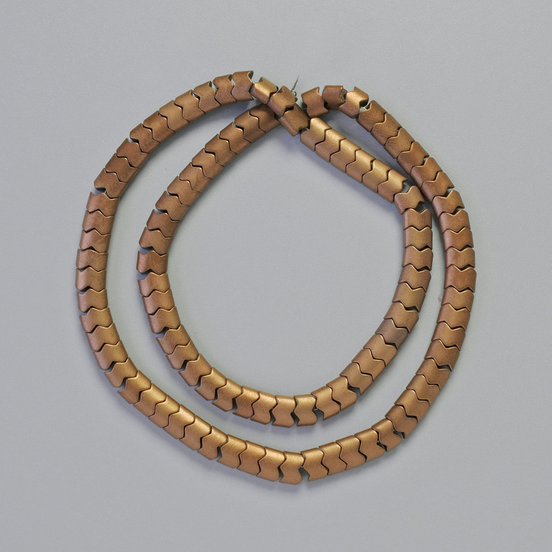 Hematite Beads Snake Zigzag Wave Matte Copper Colour, Diameter 5x4x3mm+-, Length 36cm+- Strand