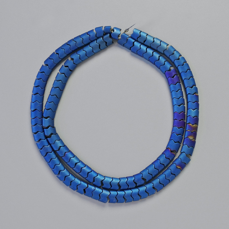 Hematite Beads Snake Zigzag Wave Matte Blue Colour, Diameter 5x4x3mm+-, Length 38cm+- Strand