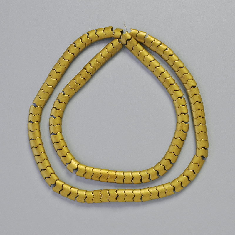 Hematite Beads Snake Zigzag Wave Matte Gold Colour, Diameter 5x4x3mm+-, Length 40cm+- Strand