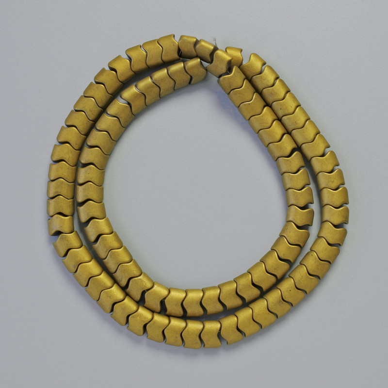 Hematite Beads Snake Zigzag Wave Matte Gold Colour, Diameter 7x5x5mm+-, Length 42cm+- Strand