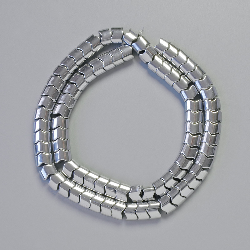 Hematite Beads Snake Zigzag Wave Silver Colour, Diameter 7x5x5mm+-, Length 42cm+- Strand
