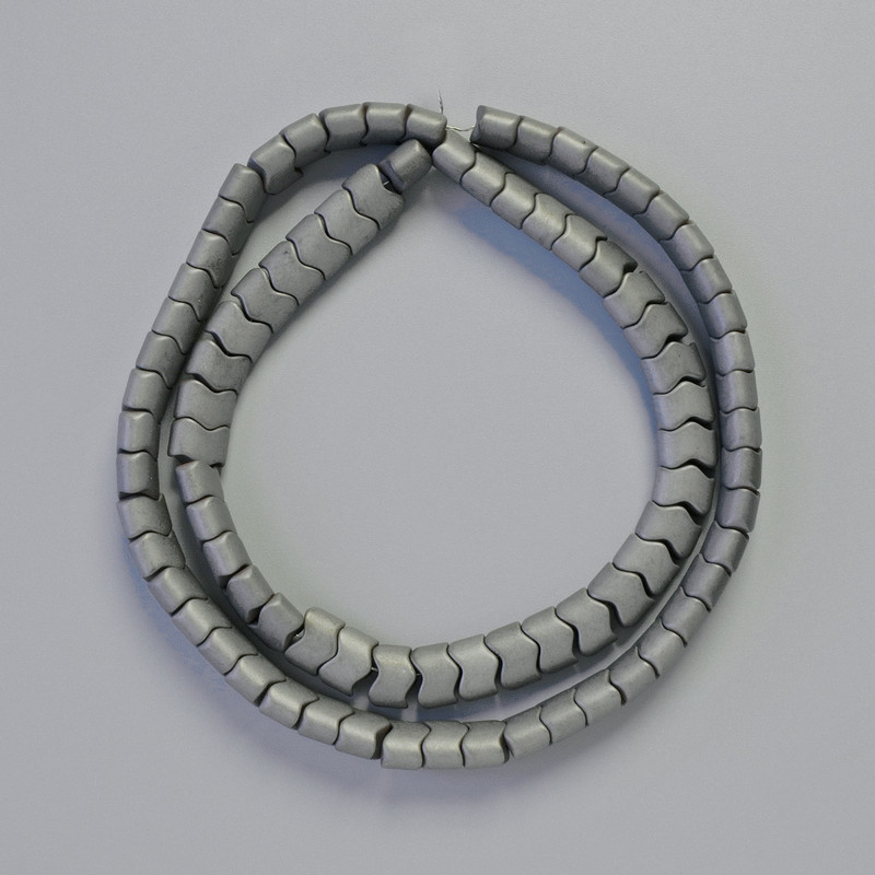 Hematite Beads Snake Zigzag Wave Matte Grey Colour, Diameter 7x5x5mm+/-, Length 42cm+/- Strand