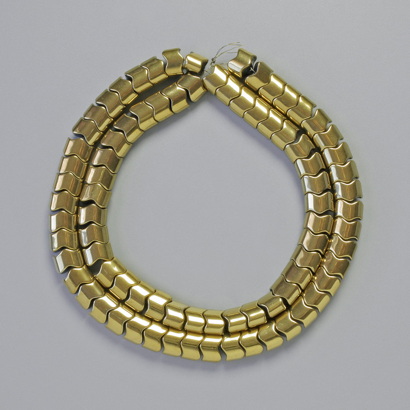 Hematite Beads Snake Zigzag Wave Gold Colour, Diameter 7x5x5mm+/-, Length 42cm+/- Strand