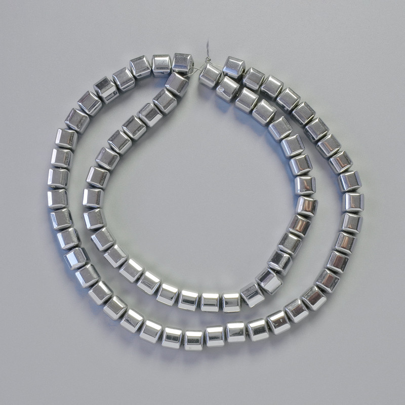 Hematite Beads Cubes Silver Colour, Diameter 6x6mm+-, Length 41cm+- Strand