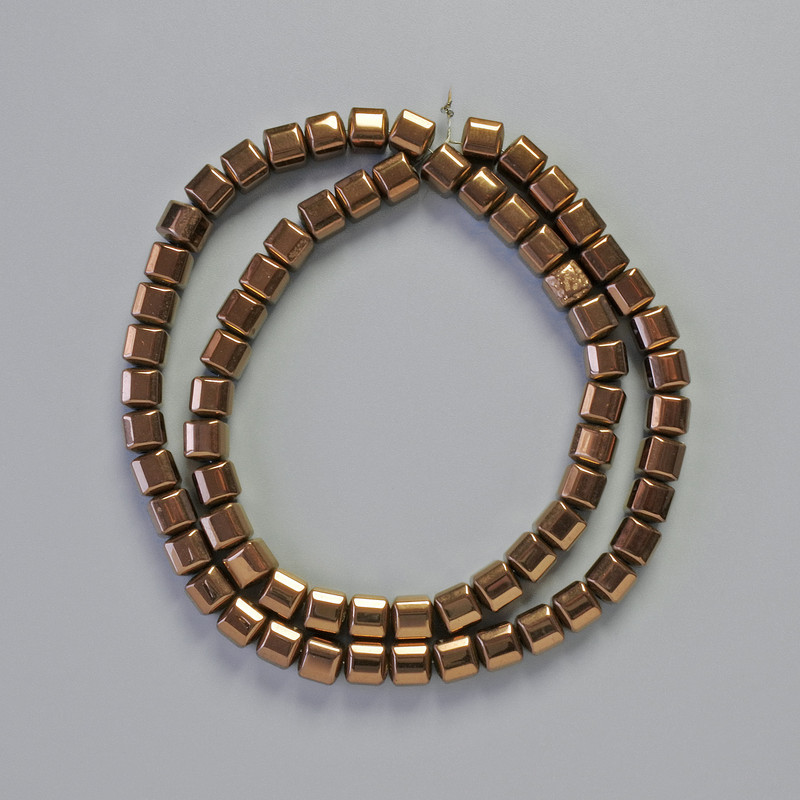 Hematite Beads Cubes Copper Colour, Diameter 6x6mm+-, Length 41cm+- Strand