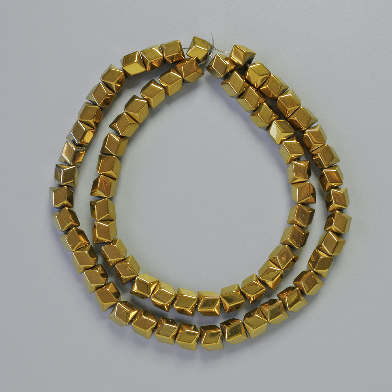 Hematite Beads Hexagons Zigzag Gold Colour, Diameter 6x6mm+-, Length 42cm+- Strand