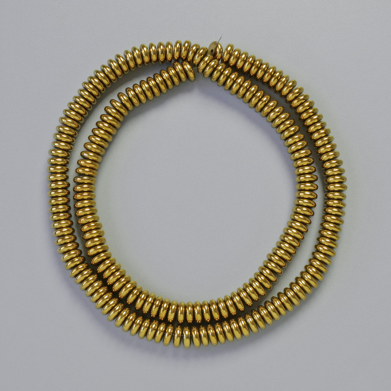 Hematite Rondelle Insert Beads, Dark Gold Colour, Diameter 6x2mm+-, Length 42cm+- Strand