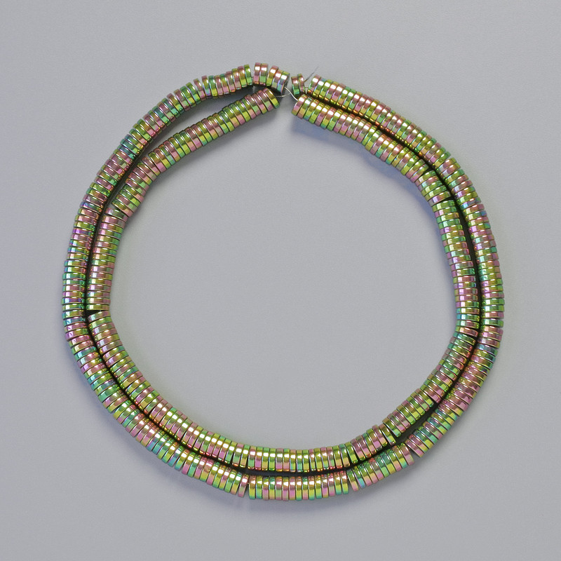 Hematite Rondelle Spacer Beads, Multicolour Gold, Diameter 4x1mm+/-, Length 40cm+/- Strand