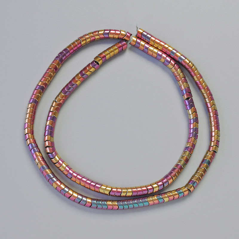 Hematite Rondelle Wave Insert Beads, Gold Multicolour, Diameter 4x2mm+-, Length 40cm+- Strand