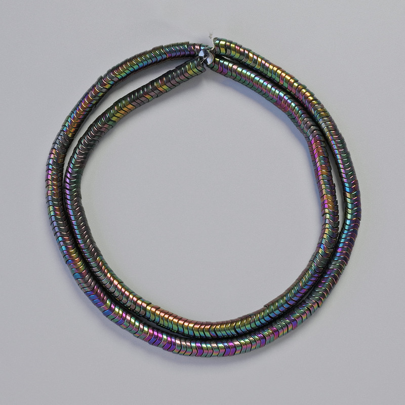Hematite Rondelle Wave Insert Beads, Black Multicolour, Diameter 4x1mm+-, Length 40cm+- Strand
