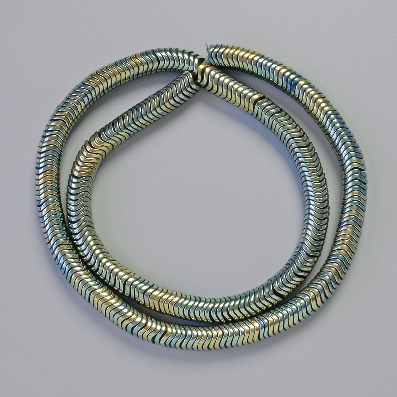 Hematite Rondelle Wave Insert Beads, Black Gold Chameleon Colour, Diameter 6x1mm+-, Length 42cm+- Strand