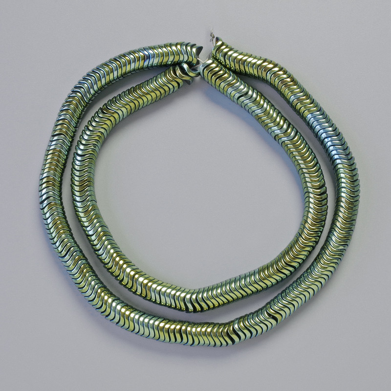 Hematite Rondelle Wave Insert Beads, Green Chameleon Colour, Diameter 6x1mm+-, Length 42cm+- Strand