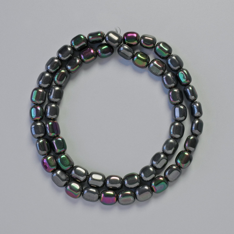 Hematite Oval Beads, Black Chameleon Colour, Diameter 7x7mm+-, Length 40cm+- Strand