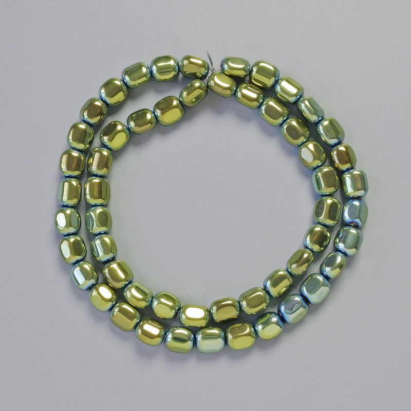 Hematite Oval Beads, Green Chameleon Colour, Diameter 7x7mm+-, Length 40cm+- Strand