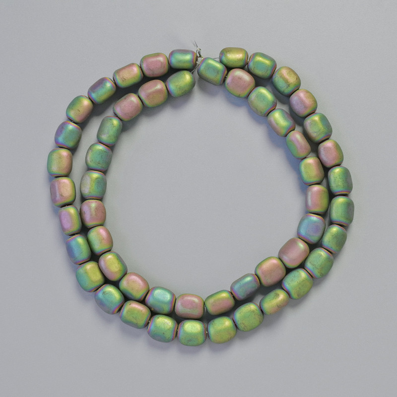 Hematite Oval Beads, Matte Rainbow Colour, Diameter 7x7mm+-, Length 40cm+- Strand