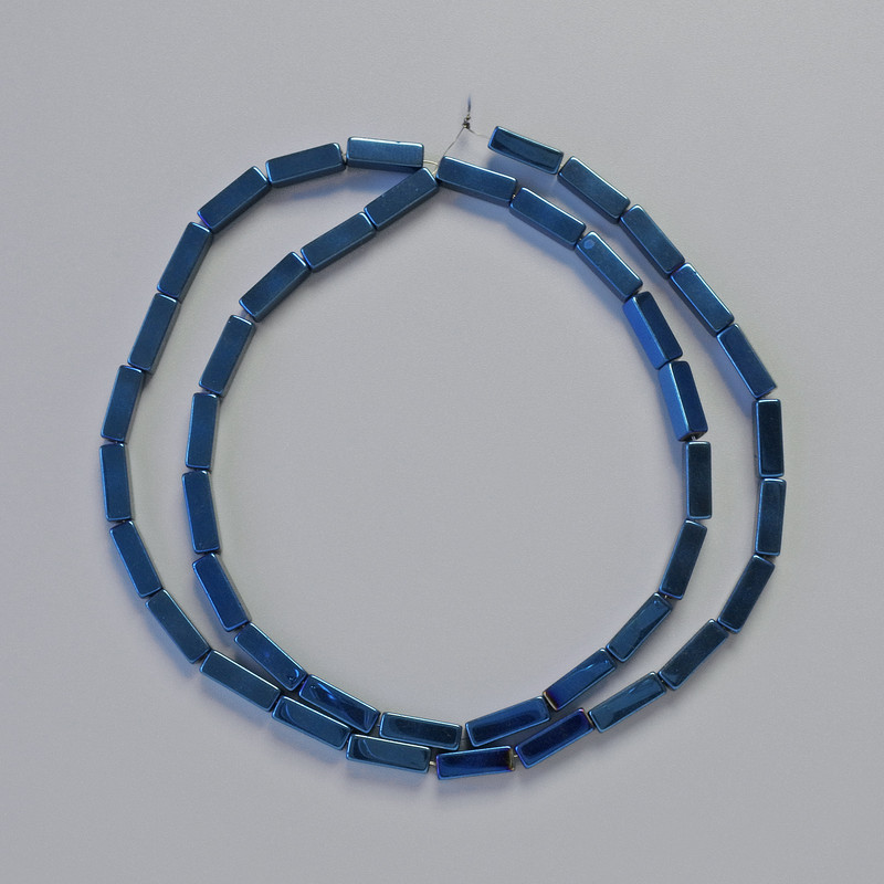Hematite Rectangle Beads 9x3mm +/- Blue Strand