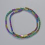 Hematite Beads Rectangles, 9x3mm+-, Rainbow Colour, Strand