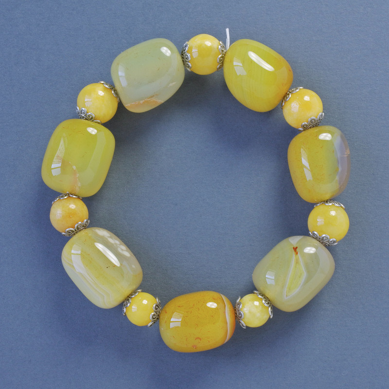 Yellow Agate Bracelet oval, diameter 16×20mm+- bead, diameter 10mm+-, length 18cm+-, stretch</name