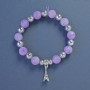 Amethyst Bracelet, 10mm± beads, length 18cm±, stretch with Eiffel Tower pendant