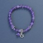 Amethyst Bead Bracelet, smooth round beads 6mm dia., stretchy 18cm length, with Star of David pendant