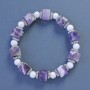Amethyst Hexagon Bracelet, 10x7mm+- diameter + White Agate, 6mm+- diameter, 18cm+- length stretch