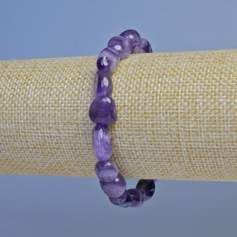 Amethyst Bracelet, Tumbled, Diameter 10mm+-, Length 18cm+- Stretch