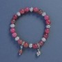 Tourmaline Bracelet, Smooth Round Beads, Diameter 8mm+-, Length 18cm+- Stretch with Rose Charm