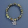 Green Garnet Grossular Bracelet, round beads, diameter 8mm+/-, length 18cm+/- stretch with Snail charm
