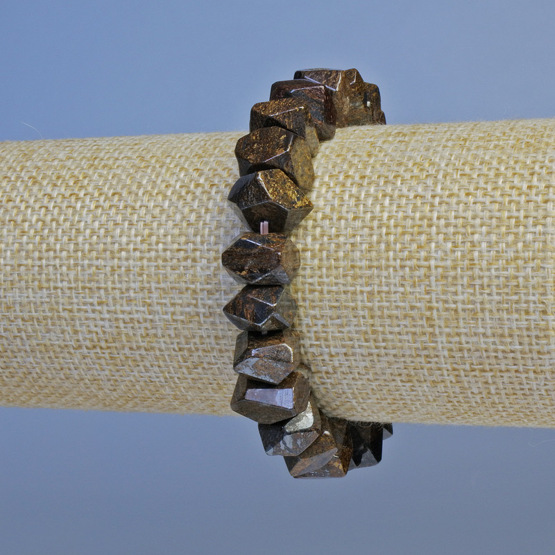 Bronzite Bracelet, faceted rondelle, diameter 10x7mm+/-, length 18cm+/- stretch