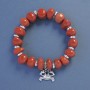 Red Jasper Bracelet, tumbled, diameter 14x8mm+/-, length 18cm+/- stretch with Crab charm