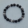 Agate Bracelet, smooth round beads, diameter 8mm+/- Hematite, diameter 8mm+/-, length 18cm+/- stretch with inserts