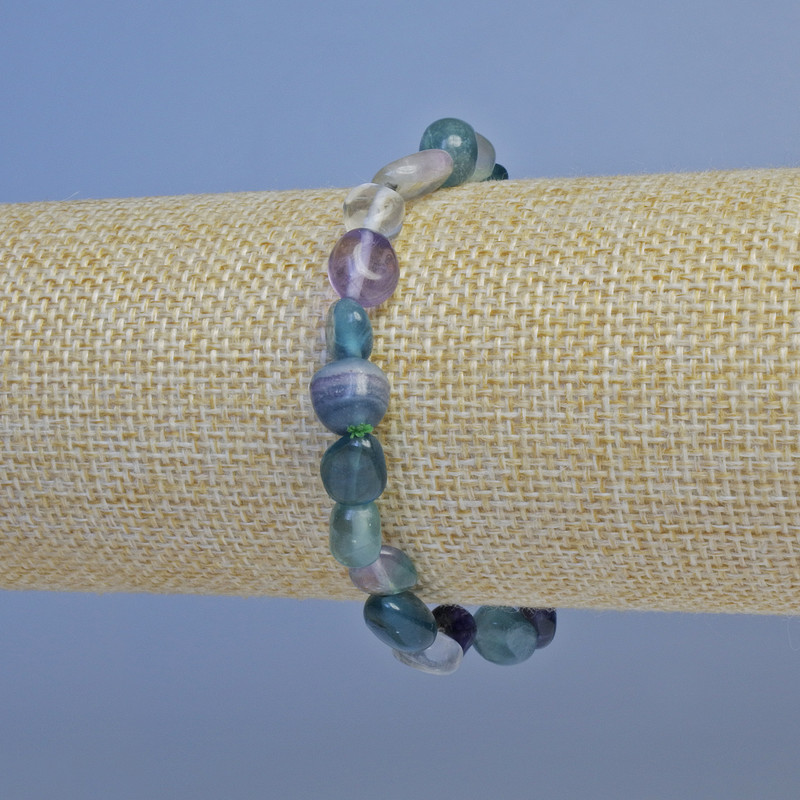 Fluorite Bracelet, tumbled, diameter 9mm+/-, length 18cm+/- stretch
