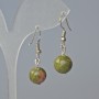 Unakite Smooth Ball Earrings, diameter 11mm+-, length 30mm+