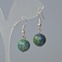Azurite Earrings, smooth bead, diameter 12mm+/-, length 30mm+