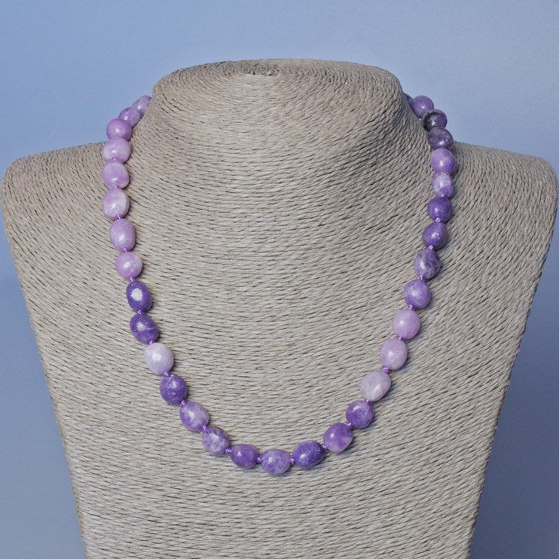Amethyst Necklace, tumbled natural stone, diameter 10mm+/-, length 48cm+