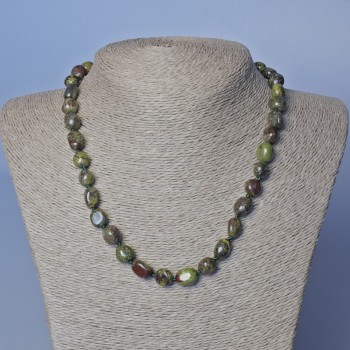 Dragon Blood Jasper Necklace, natural stone tumbled bead, diameter 10mm+/-, length 48cm+
