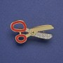 Scissors Brooch Red Enamel White Rhinestones Gold-Tone Metal 32x18mm+
