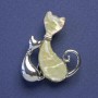 Brooch-Pendant Cats Mother-of-Pearl Silver-Coloured Metal 35x28mm+
