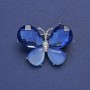 Brooch-Pendant Butterfly Blue Rhinestones and Light Blue Cat's Eye Silver-Coloured Metal 22x27mm+