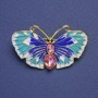 Butterfly Brooch Light Blue Blue White Enamel Pink Rhinestones Gold-Coloured Metal 24x40mm+