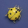 Ladybird Brooch Yellow Enamel Black Rhinestones Metal 29x27mm+